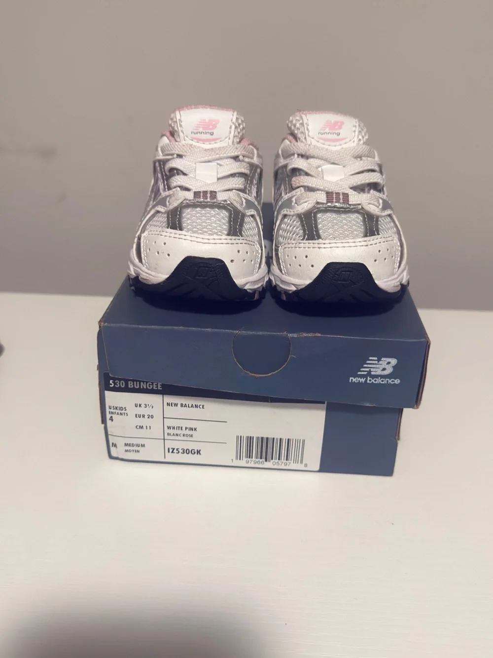 New Balance Kids White & Pink Athletic Sneakers